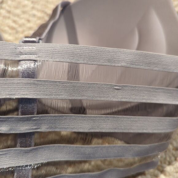 Gigi Amore Padded Push Up Bra 34 Gray Front Closure Sheer Back Sexy - Picture 4 of 9